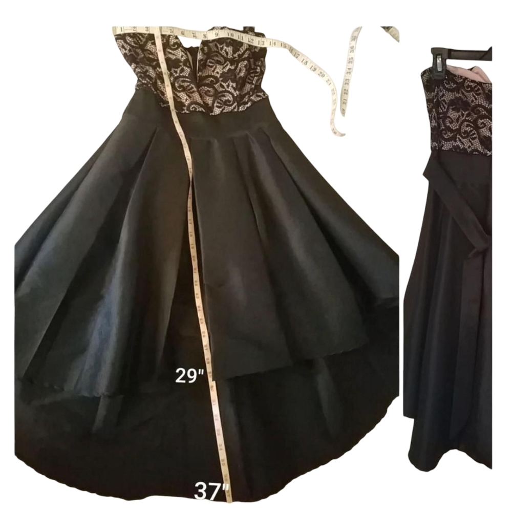 Elegant Pink and Black Strapless Fit and Flare Cocktail Dress - Picture 7 of 11